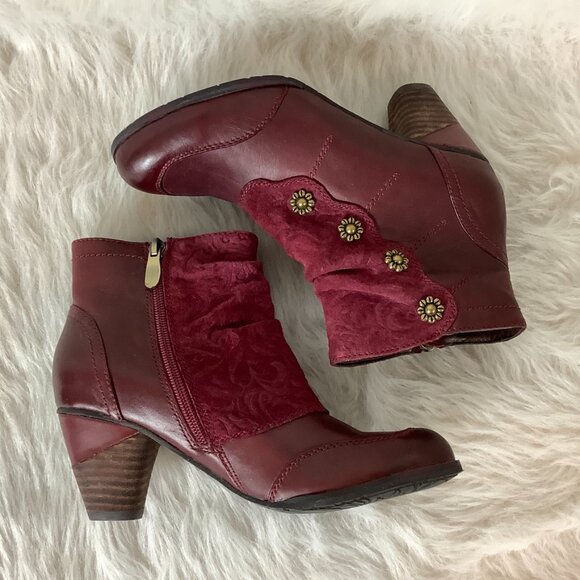 L'Artiste Spring Step Burgundy Red Leather & Suede Belgard Boots 36 - Picture 4 of 9